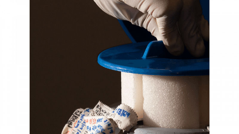 Tambor de congelação de embriões com nitrogênio líquido